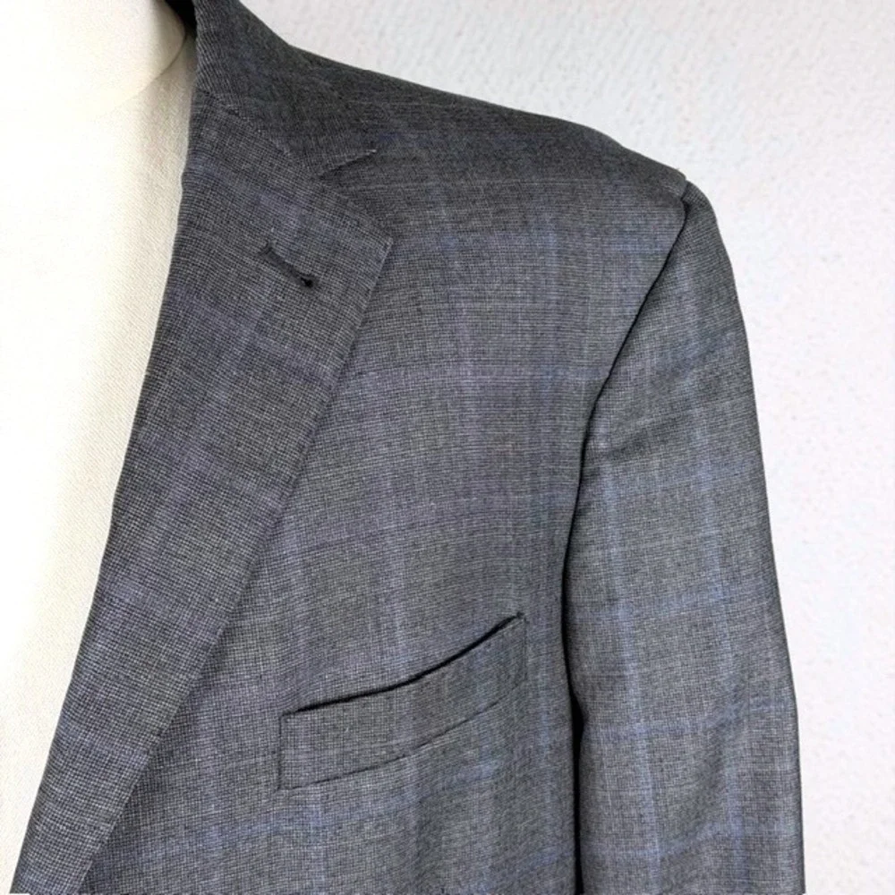 Jos. A. Bank Reserve Grey Plaid‎ Guabello Super 130s Wool Blazer 46R 46 Regular